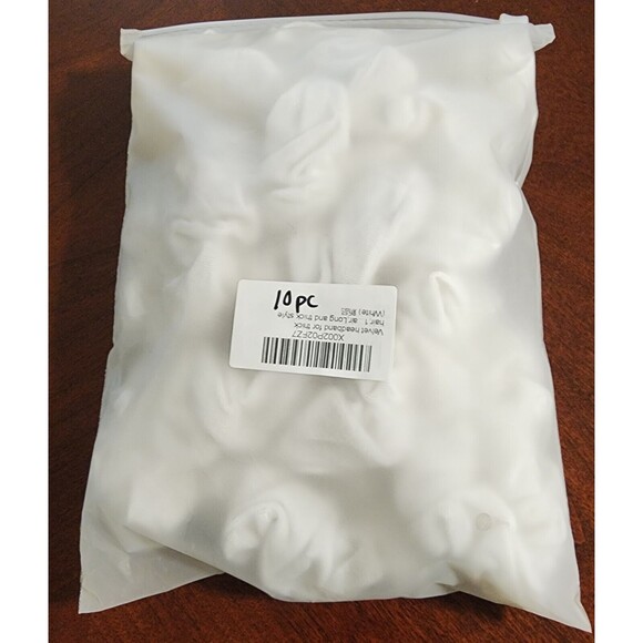 10PC SET White Velvet Hair Ties Scrunchies Full Bag All Hair TYPES, BRAND NEW - Picture 5 of 6
